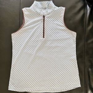 Sports Haley sleeveless polo zip up with blue with brown detailing